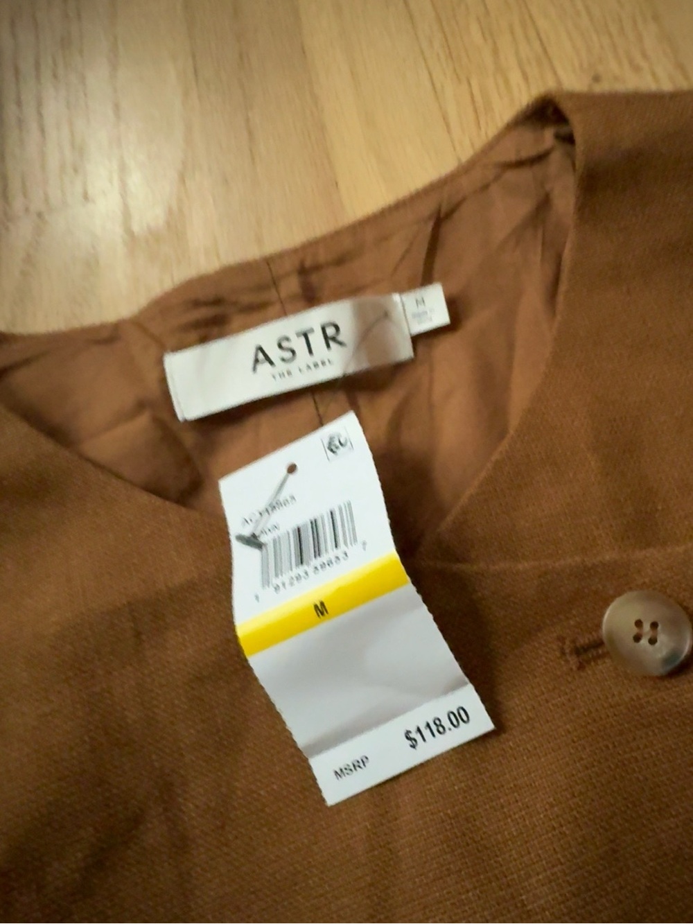 ASTR Brown Asymmetric Button-Front Sleeveless Tunic - Picture 3 of 3